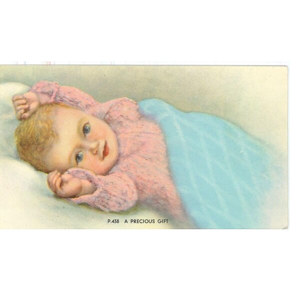 Vintage Calendar Print " A Precious Gift" 4x7 - Picture 1 of 1